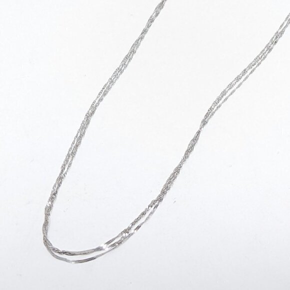 New 14kt Solid White Gold 3 Strand Triple Choker Singapore Necklace - Picture 3 of 12